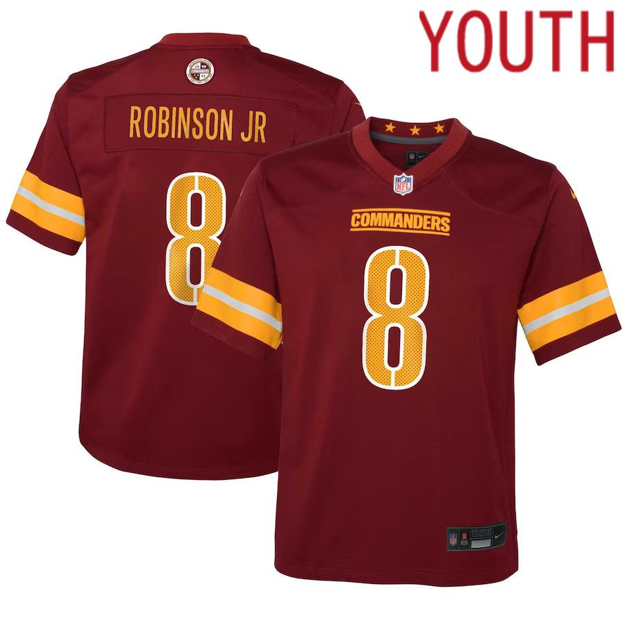 Youth Washington Commanders #8 Brian Robinson Jr. Nike Burgundy Game NFL Jersey->youth nfl jersey->Youth Jersey